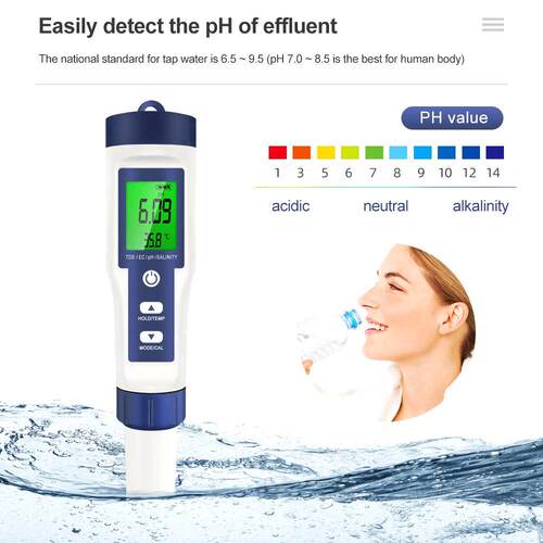 高精度水质盐度计Ph/Tds/Ec/盐度/水温养殖鱼缸水质测试笔