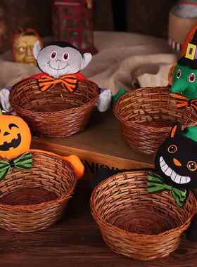 Halloween Decoration Woven pumpki Web Bowl Fruit Plate Candy