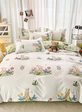 床上用品三件套肤床四亲单人床2..1件套学生被套4棉5.8m1宿舍1