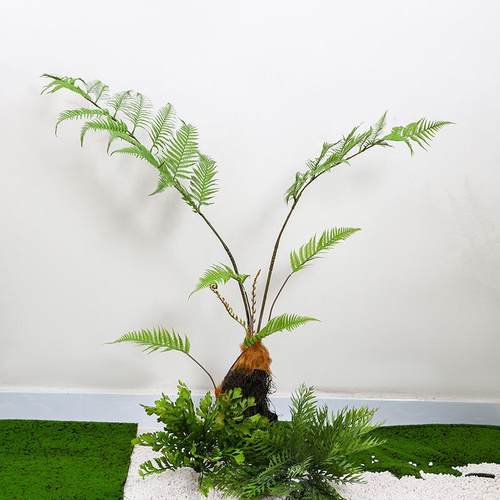 仿真绿植猴头蕨叶高端轻奢室内绿植摆件橱窗布景落地装饰假树盆栽