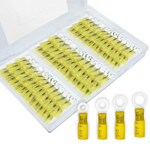120PCS盒装黄色HRV/热缩O型圆形环形绝缘防水接线端子