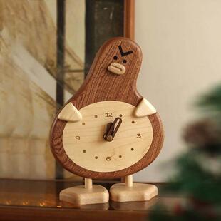 三思工房可爱丑小鸭座钟客厅饭厅家用创意钟表北欧原木风摆座钟表