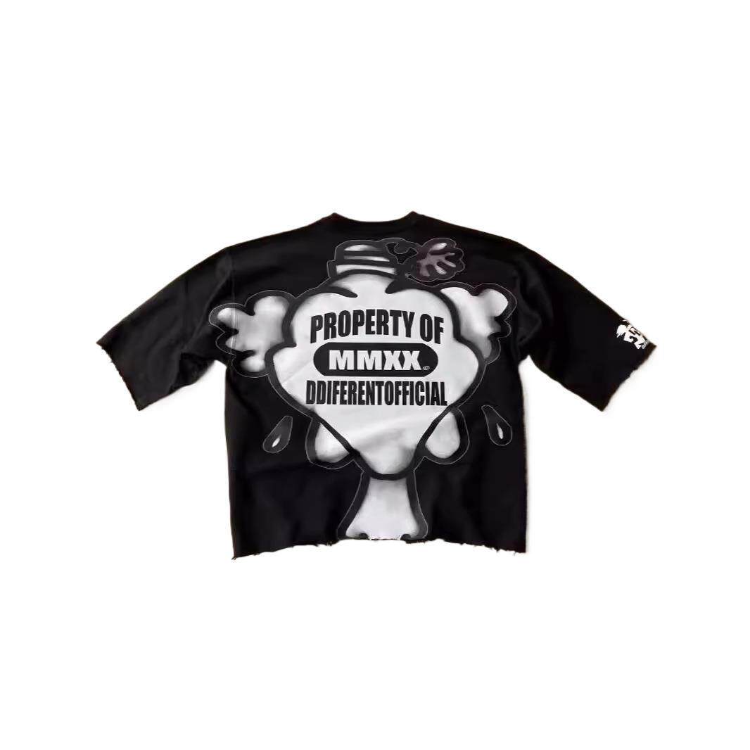 Y2K Cartoon Monster Print Sleeve Men Women Harajuku - 实物图