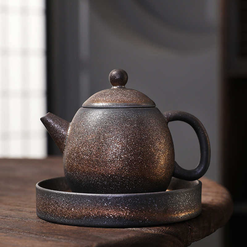 定制logo鎏金铁釉龙蛋壶壶承整套复古仿柴烧茶壶功夫茶具包邮