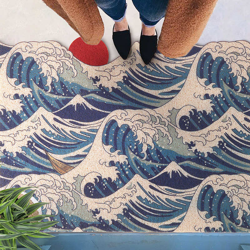 神奈川冲浪 进门日式可裁剪地毯家用玄关入户门口防滑大面积地垫