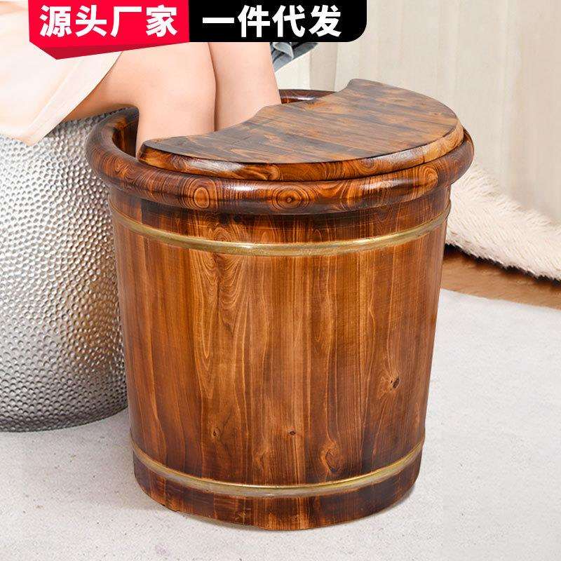 泡脚桶木桶家用木盆碳化木洗脚盆实木足浴桶保温泡脚盆厂家直销