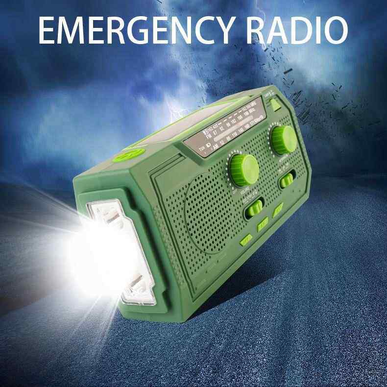 热销新品太阳能手摇收音机AM/FM/WB手电筒阅读灯蓝牙手机充电SOS