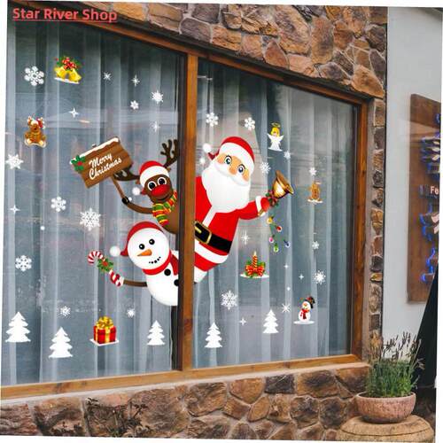 Christmas Window Stickers Merry Christmas Decorations for Ho