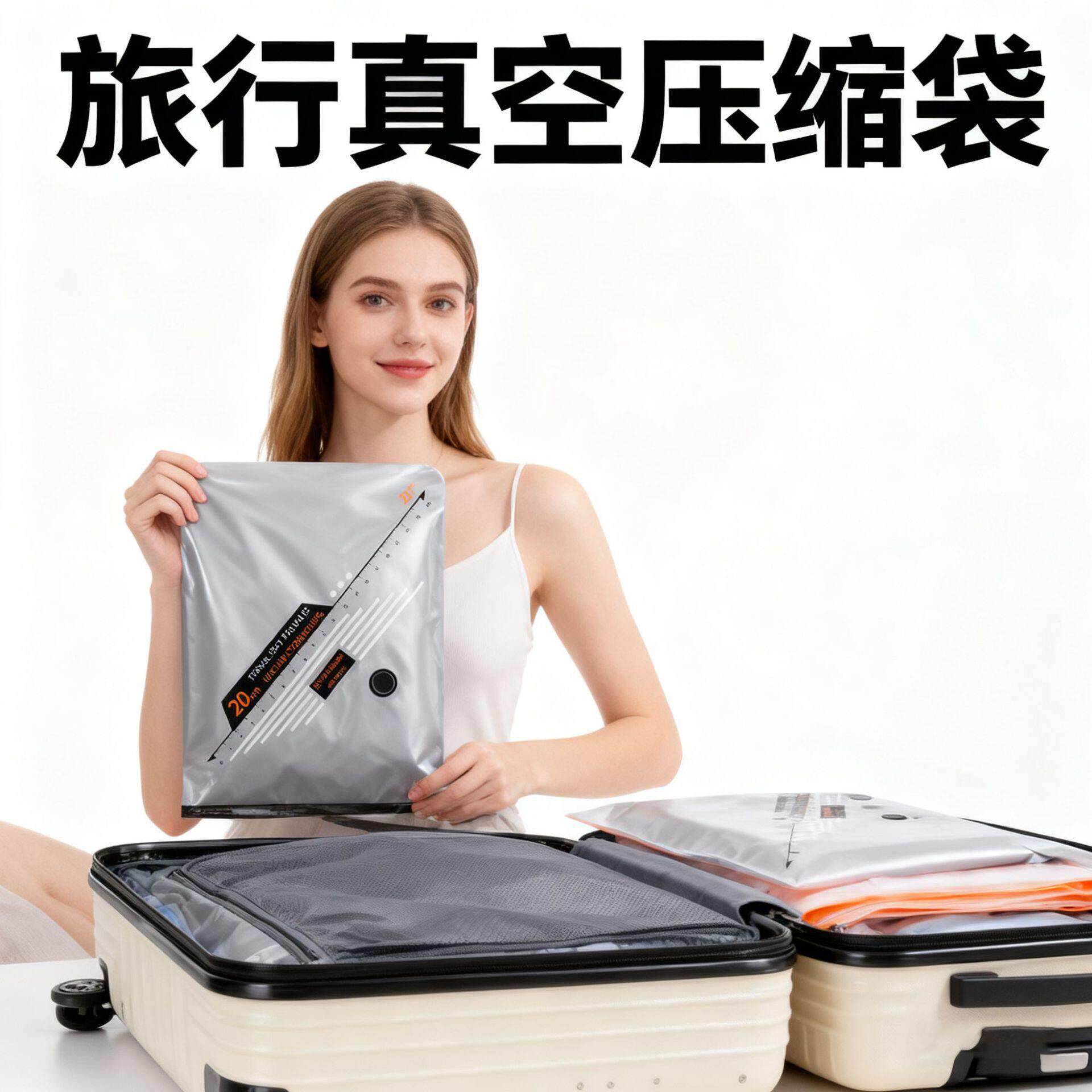 行李箱抽气真空压缩衣物袋密封专用电泵旅行衣物便携收纳包出差袋