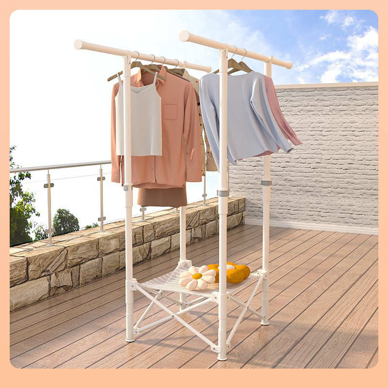 落地ψ占地小户型折叠凉被方杆伸缩的晾衣架室内不晒衣家用挂阳台