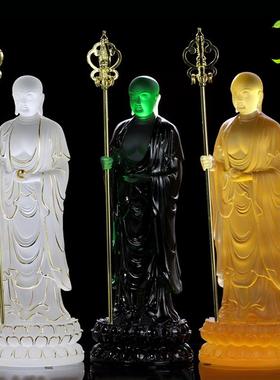 琉璃地藏王菩萨佛像居家供奉佛堂寺庙摆件客厅家用佛具谛听地藏像