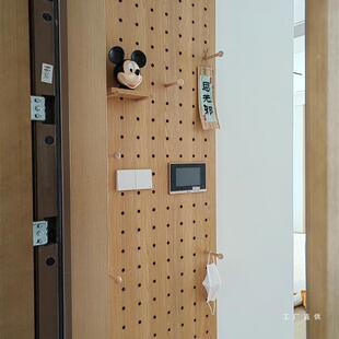 实木洞洞板展示架木质户桌面面书桌收玄纳墙入门口关GEI墙置物架