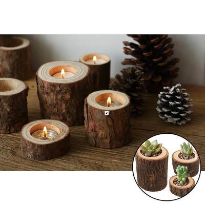 Tea Light Wooden Candle Holder Rustic Wedding Party Birthday