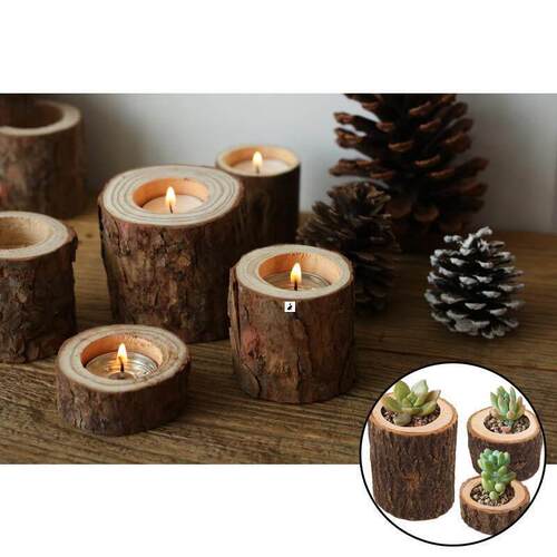Tea Light Wooden Candle Holder Rustic Wedding Party Birthday
