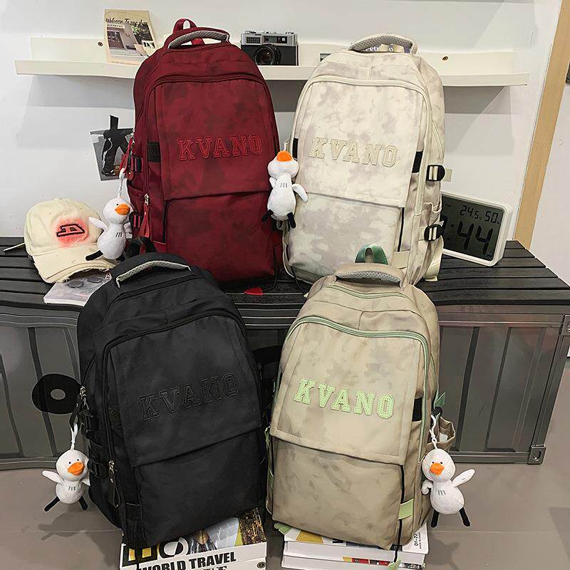 书包双肩双根通用休闲拉链减负双肩背初中透气韩版百搭港风双肩包