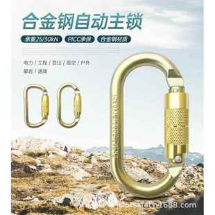 户外登山攀岩O型自动主锁d型挂钩登山扣安全钩快挂高承重攀登装 备