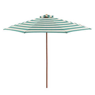 红白条纹木骨中柱伞实木遮阳沙滩伞户外庭院桌椅大太阳伞