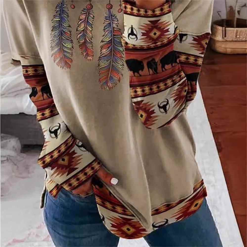 Women's round neck long sleeve pullover sweatshirt