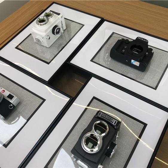 相机模型裱画挂画装裱铝合金PS材质画框立体艺术画现代简约装饰画
