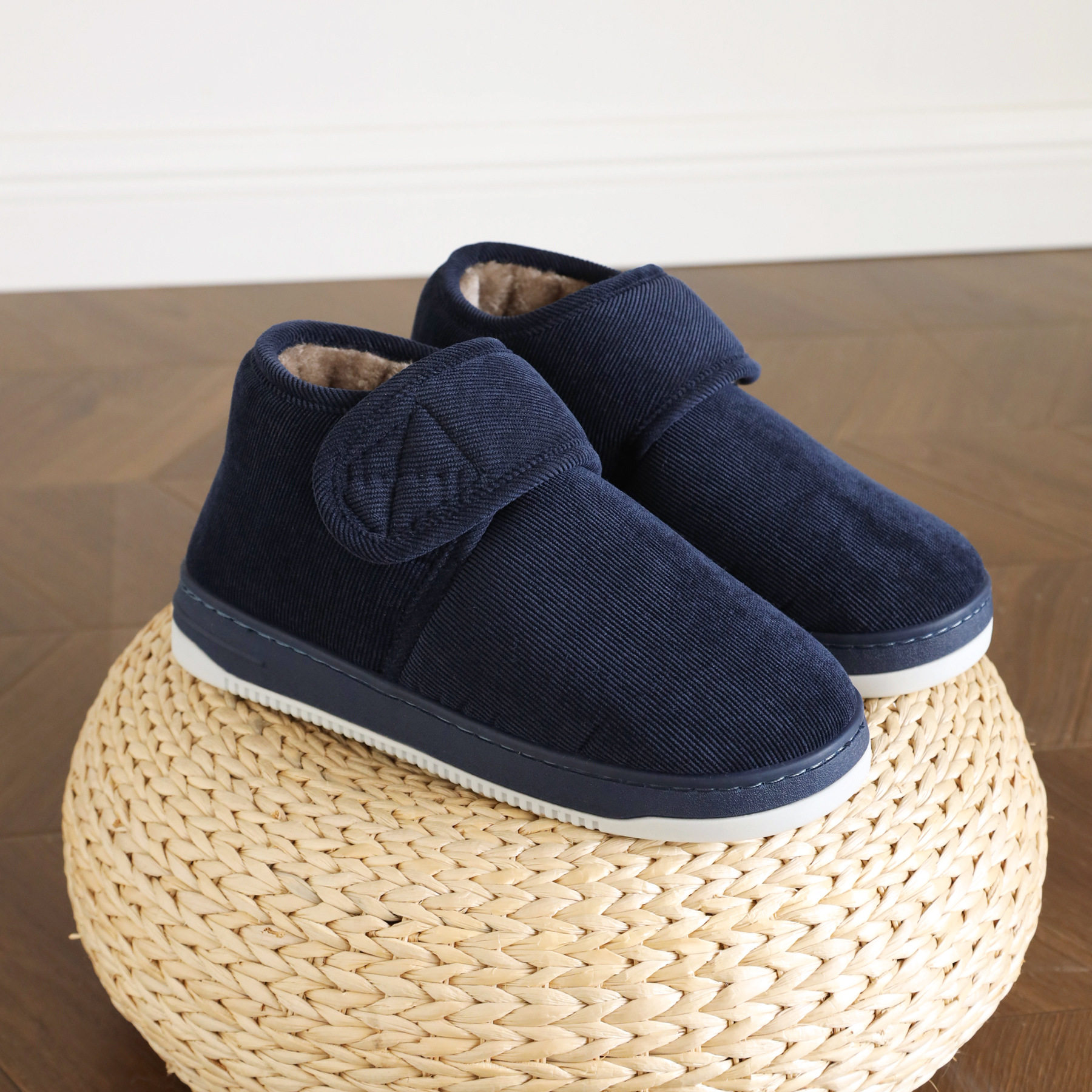 秋冬中老年人居家用防滑棉拖鞋男女包跟加绒保暖厚底柔软妈妈棉拖