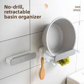 免打孔脸盆收纳架壁挂式 可伸缩放卫生间置物架浴室厕所挂盆子神器