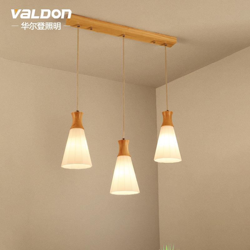 北欧餐厅吊灯实木日式单头灯卧室床头灯具三头吧台餐桌小吊灯2021
