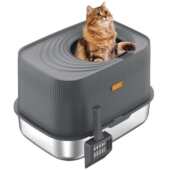 顶入式 不锈钢大号猫砂盆全封闭防臭