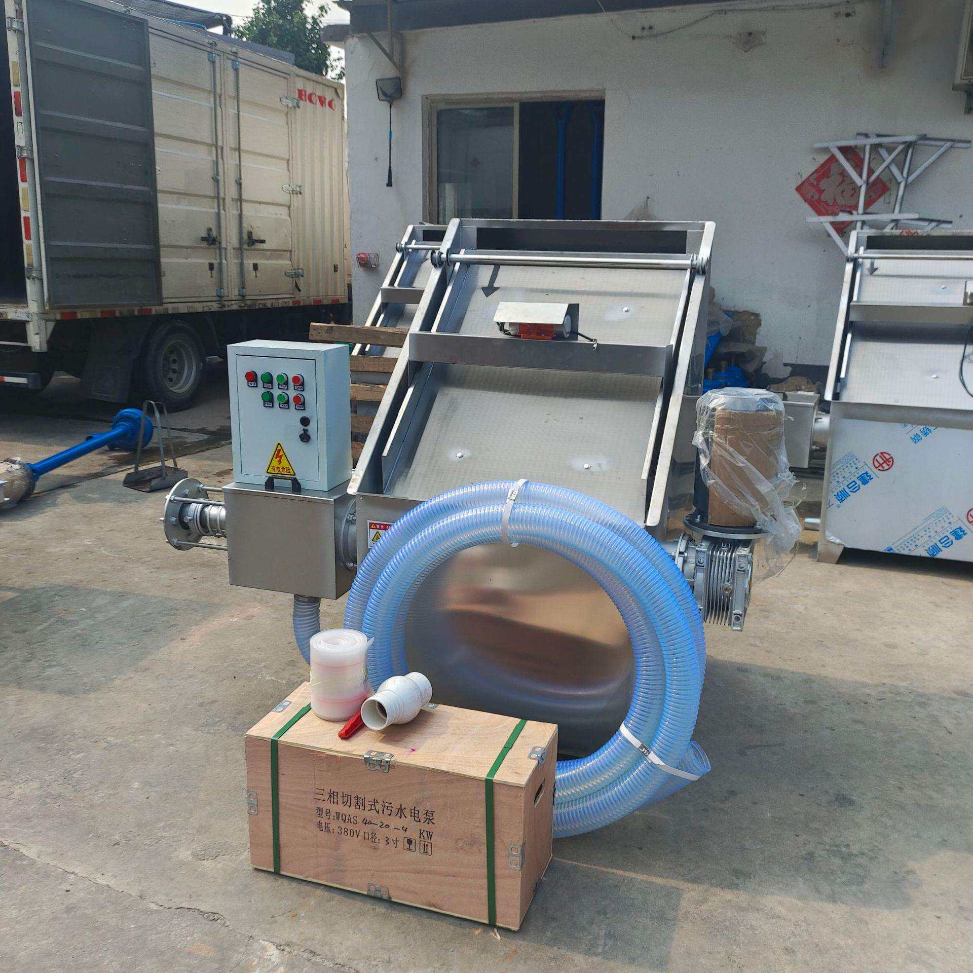 养殖场专用水冲粪水泡粪猪粪斜筛式干湿分离机 牛粪鸡粪脱水机