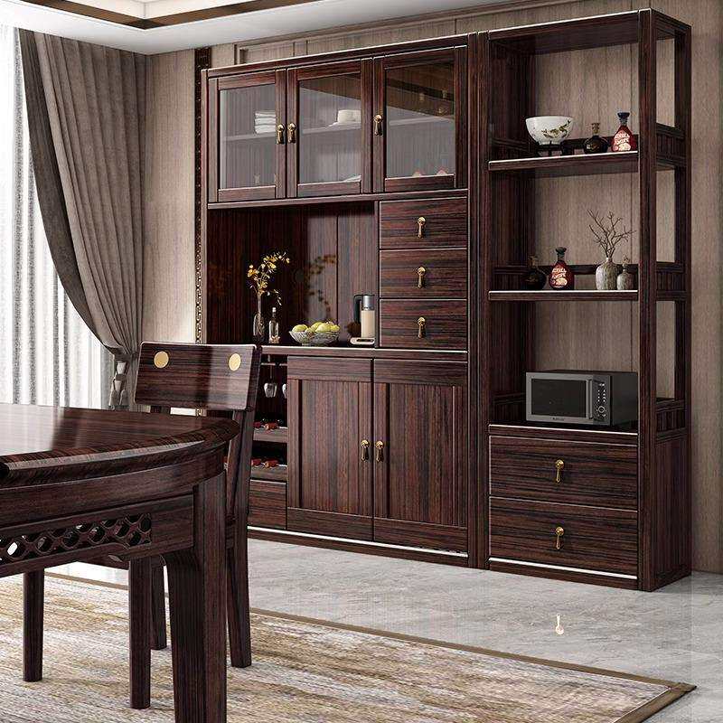 紫金檀木实木餐边柜玄关柜一体新中式厨房餐厅客厅靠墙置物架酒柜