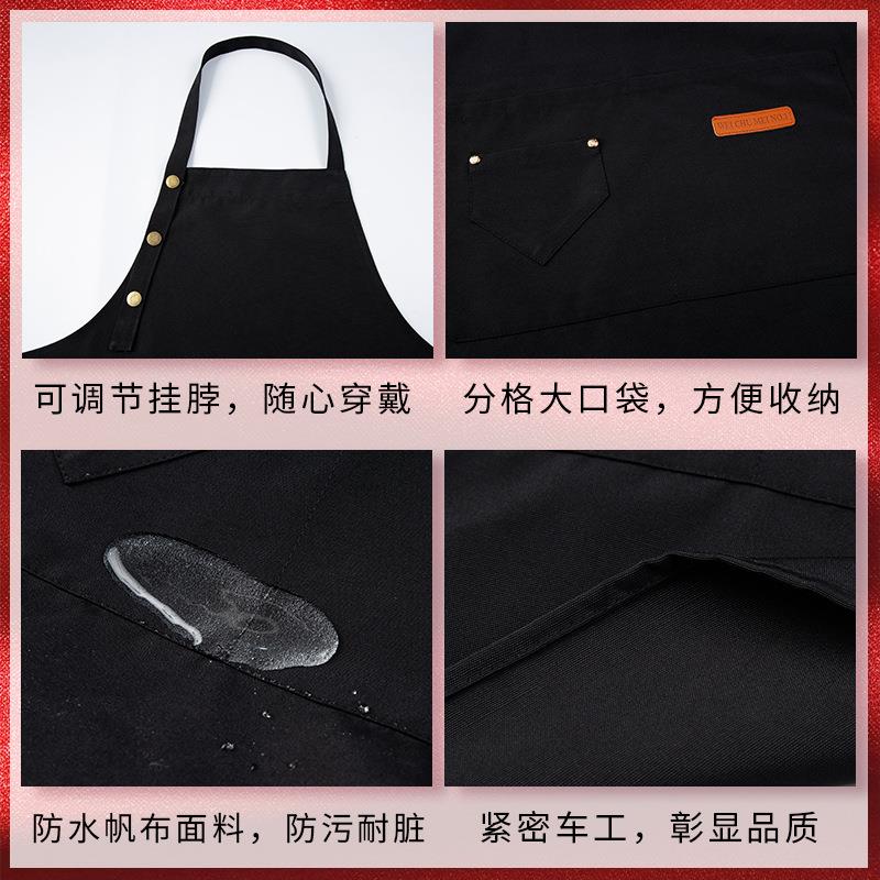 新款直销北欧帆布围裙时尚简约印字定制logo厨房餐厅工作室服务员