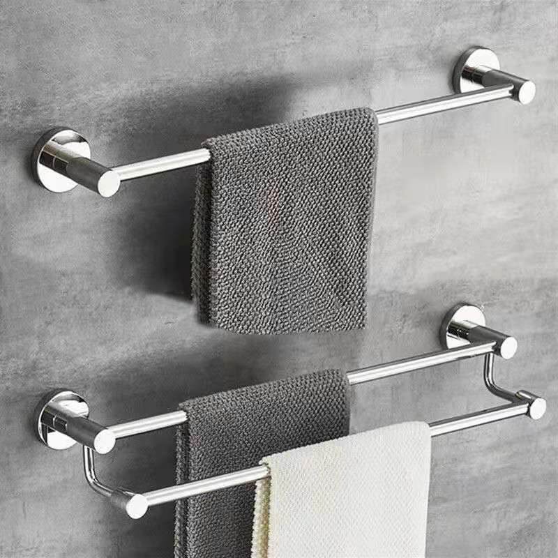 品牌加厚304不锈钢毛巾杆浴室卫生间壁挂免打孔加长单双层浴巾架