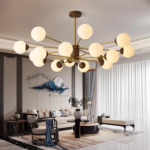 北欧创意客厅吊灯奶白玻璃个性 店灯 艺术餐厅卧室铁艺分子魔豆服装
