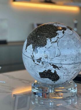 水晶底座宏微地球仪轻奢手工书房客厅玄关摆件开 业送礼节日礼物