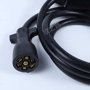 供应美规7芯拖车电源线 牵引车延长线房车美式拖车插头接线盒