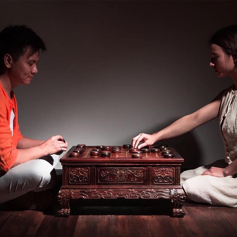 新款直销缅甸花梨三用棋盘围棋象棋实木棋盘家用功夫茶盘套装中国