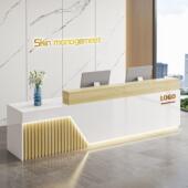 收银台柜台商用小型吧台公司前台接待台简约中式 工作台酒店服务台