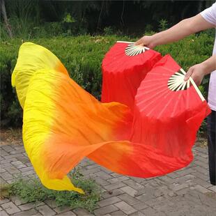 厂家长绸扇长飘头双面绸成人舞蹈道具广场舞演出扭秧歌加长扇