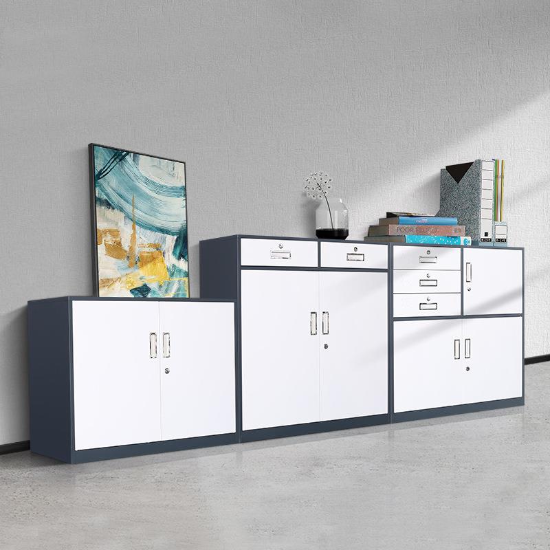 办公铁皮文件柜矮收柜档案物抽BFJ屉床头纳柜带锁资料储小柜子室