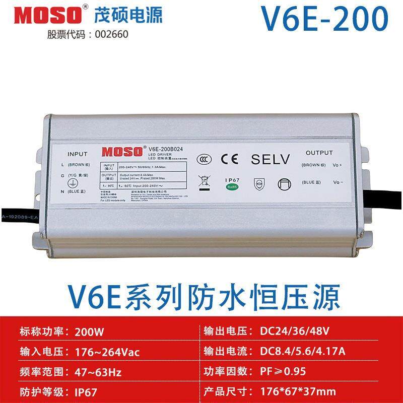 茂硕电源200W CECCC 防水恒压源无频闪防水IP67开关电源MOSOpower