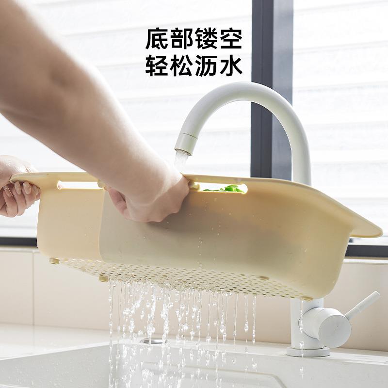 沥水放篮厨房家用水槽沥水架双置菜层大容量/多功能碗筷可伸缩洗