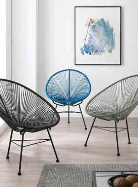 外红创意藤编背椅阳LHD-044台休闲躺户椅靠藤椅蛋形椅太阳椅摇网