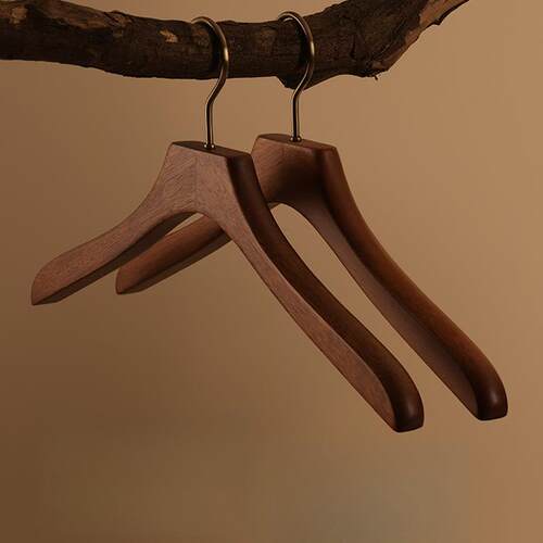 倍町木衣架新房豪宅北美实木黑色木制衣柜无痕裤夹木王涛一