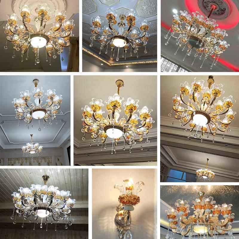 欧式水晶吊客厅灯气档别高墅简欧821现大代卧室创意水晶灯中灯山