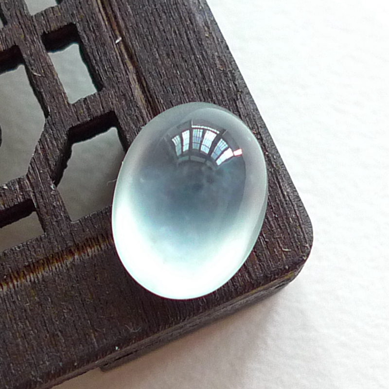 天然缅甸翡翠冰种可镶嵌戒指吊坠老坑戒面椭圆冰白蛋面0.65g