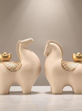 马上有乔钱722摆件招财办礼公室装饰品高档新中式客厅博架古迁开