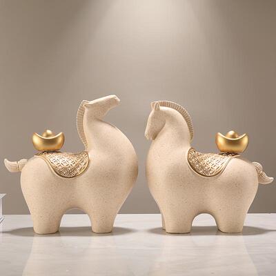 马上有乔钱722摆件招财办礼公室装饰品高档新中式客厅博架古迁开