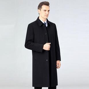 8563-WT品牌羊大衣长绒款男冬保暖拆防寒中年男装外套可内羽绒胆