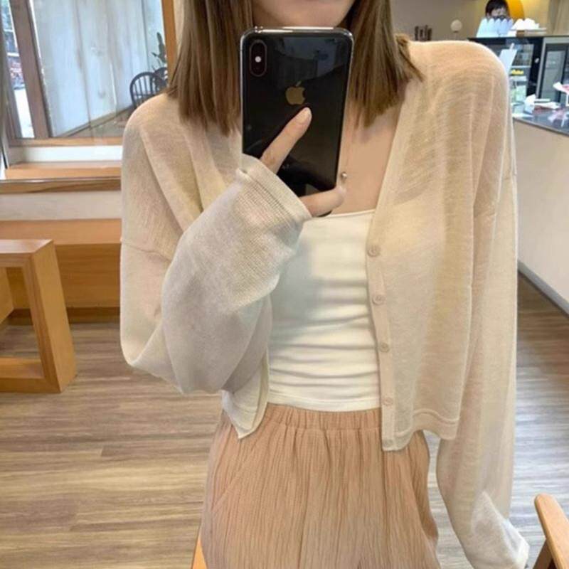 法式薄款防晒开衫女春秋欧货搭配吊带裙外搭小披肩罩衫冰丝空调衫