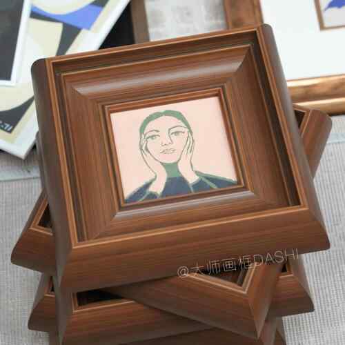大师画框装裱定 制中古复古实木相框挂墙油画外框镜框唐卡美式拼
