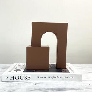 约现代摆设铁艺摆件桌面样板房拱门售楼处艺术装 饰品几何柜子摆设